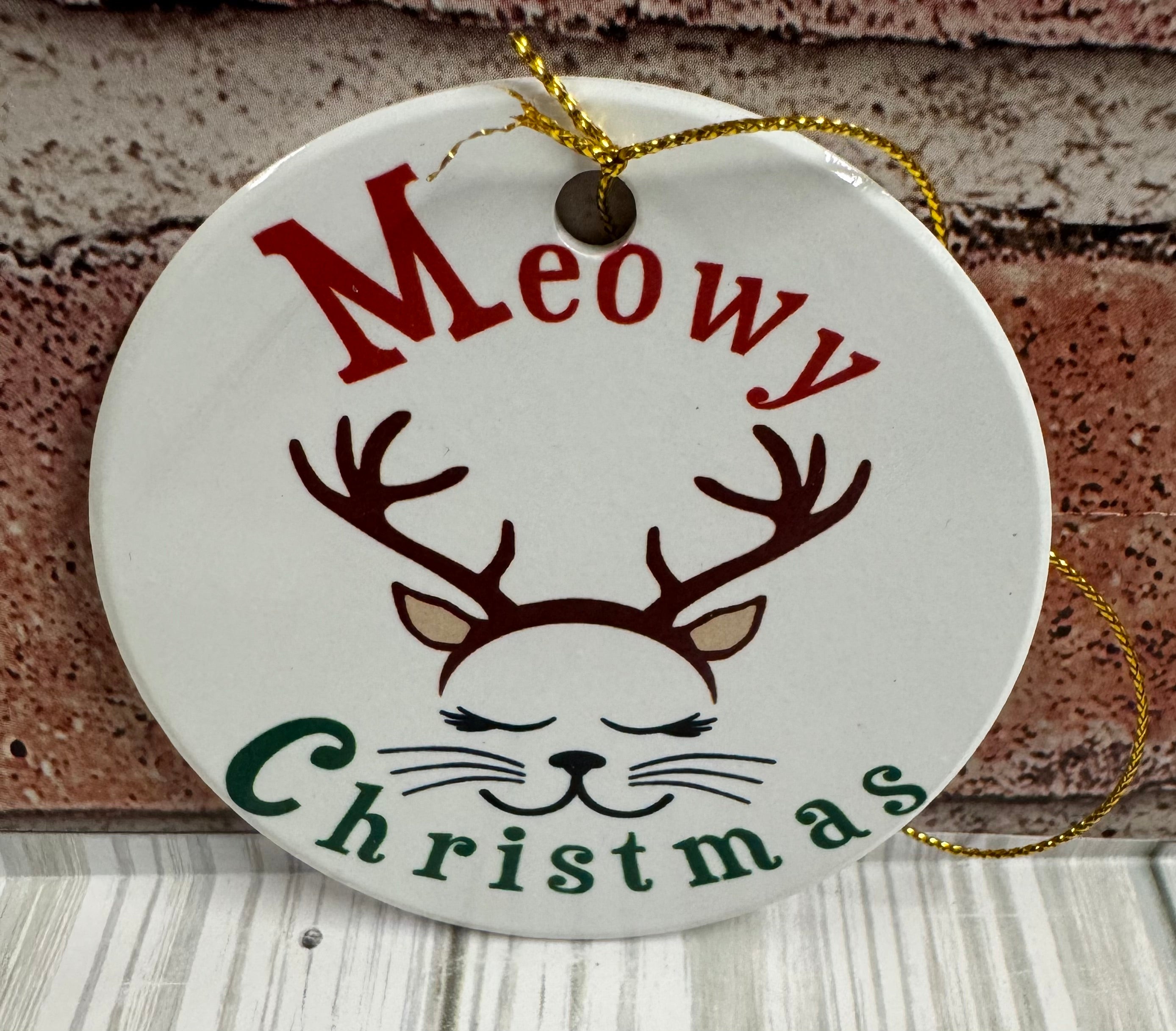 Ceramic Christmas Ornament Meowy Christmas