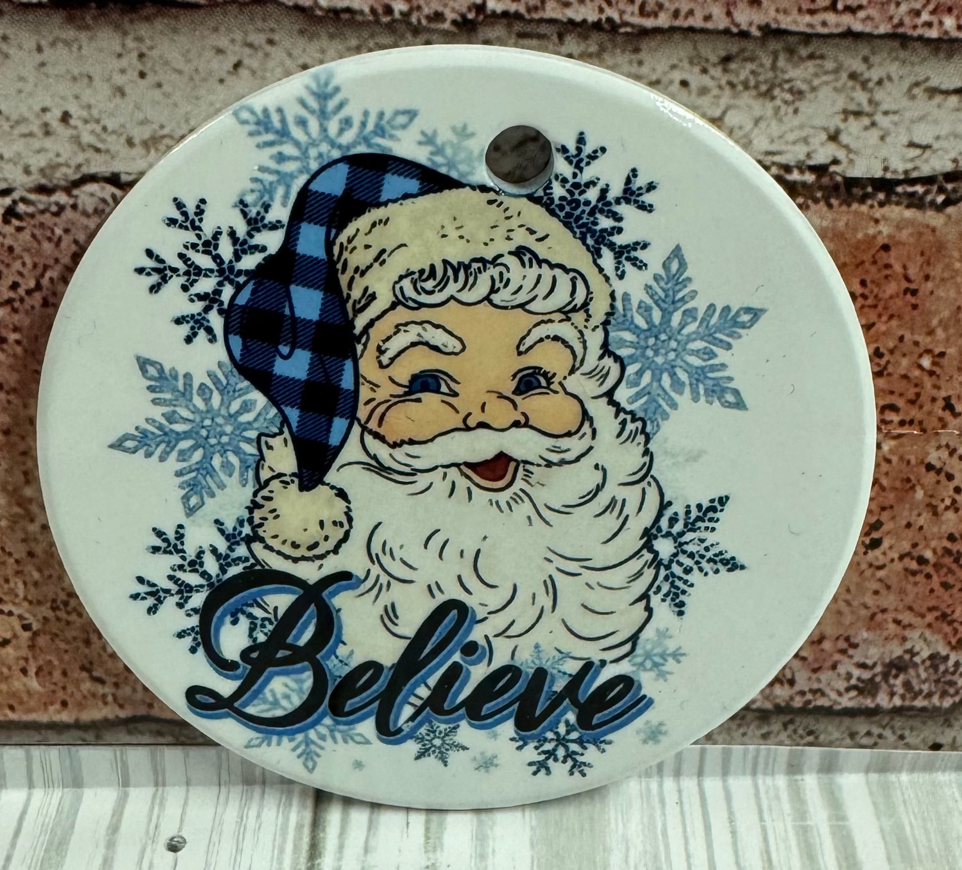 Ceramic Christmas Ornament Santa Believe