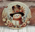 Ceramic Christmas Ornament Snowman red and tan flowers