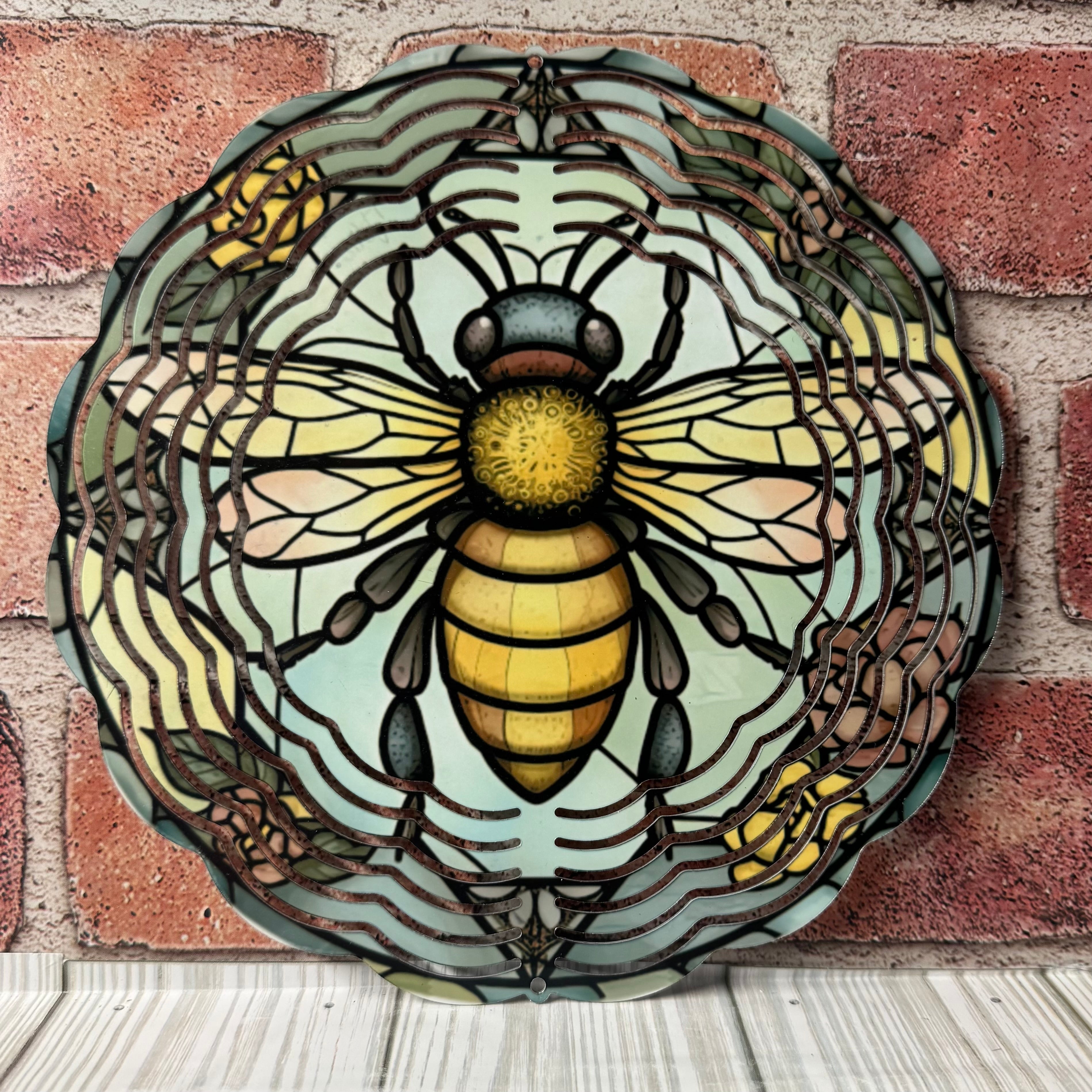 Wind Spinner Stained Glass Bee