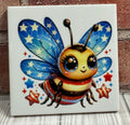 Square Ceramic Coaster Patriotic Bee