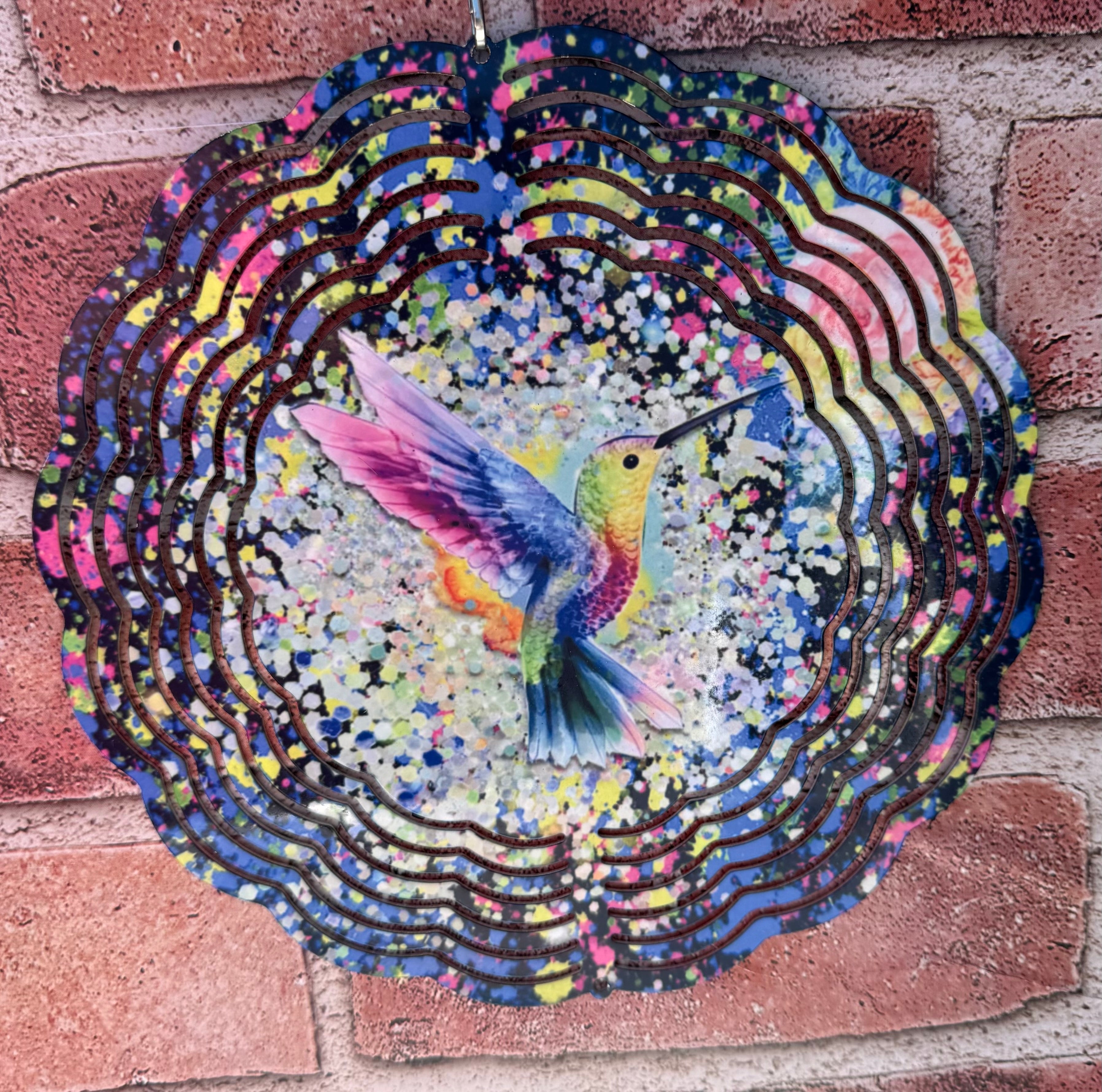Wind Spinner Hummingbird paint splatter