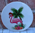 Round Ceramic Coaster flamingo with Palm tree