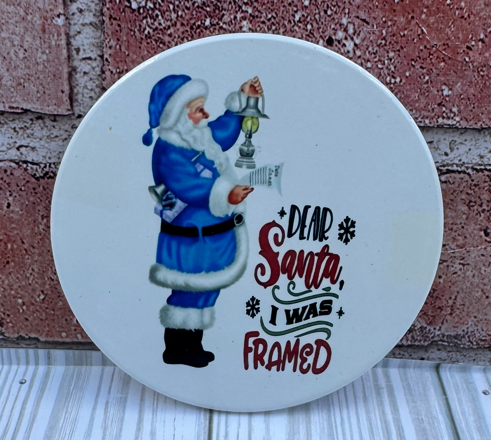 Round Ceramic Coaster Dear Santa