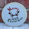 Round Ceramic Coaster Meowy Christmas