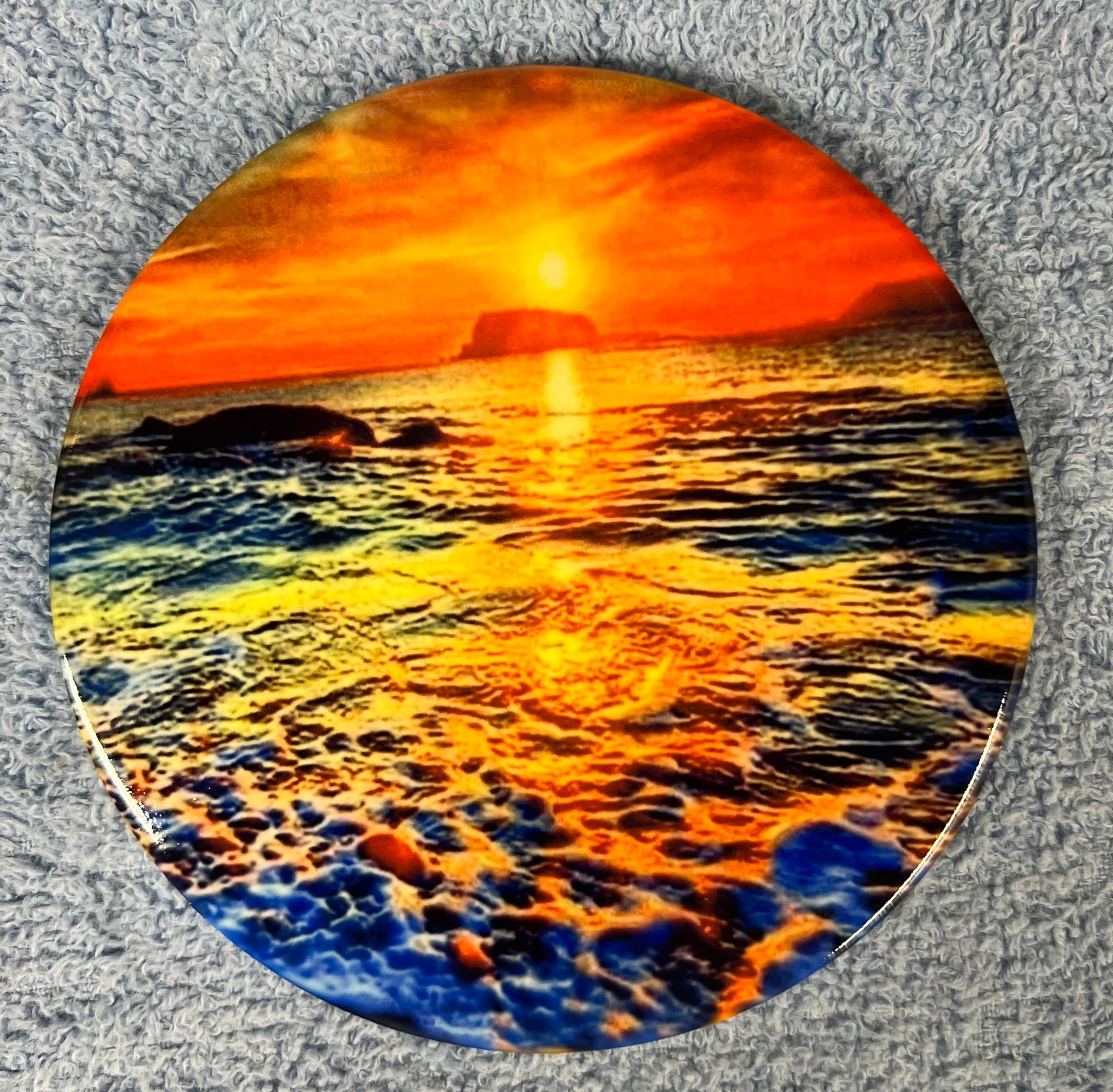 Round Ceramic Coaster Beach at Sunset