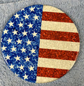 Round Ceramic Coaster US Flag glitter