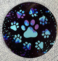 Round Ceramic Coaster Paw Prints