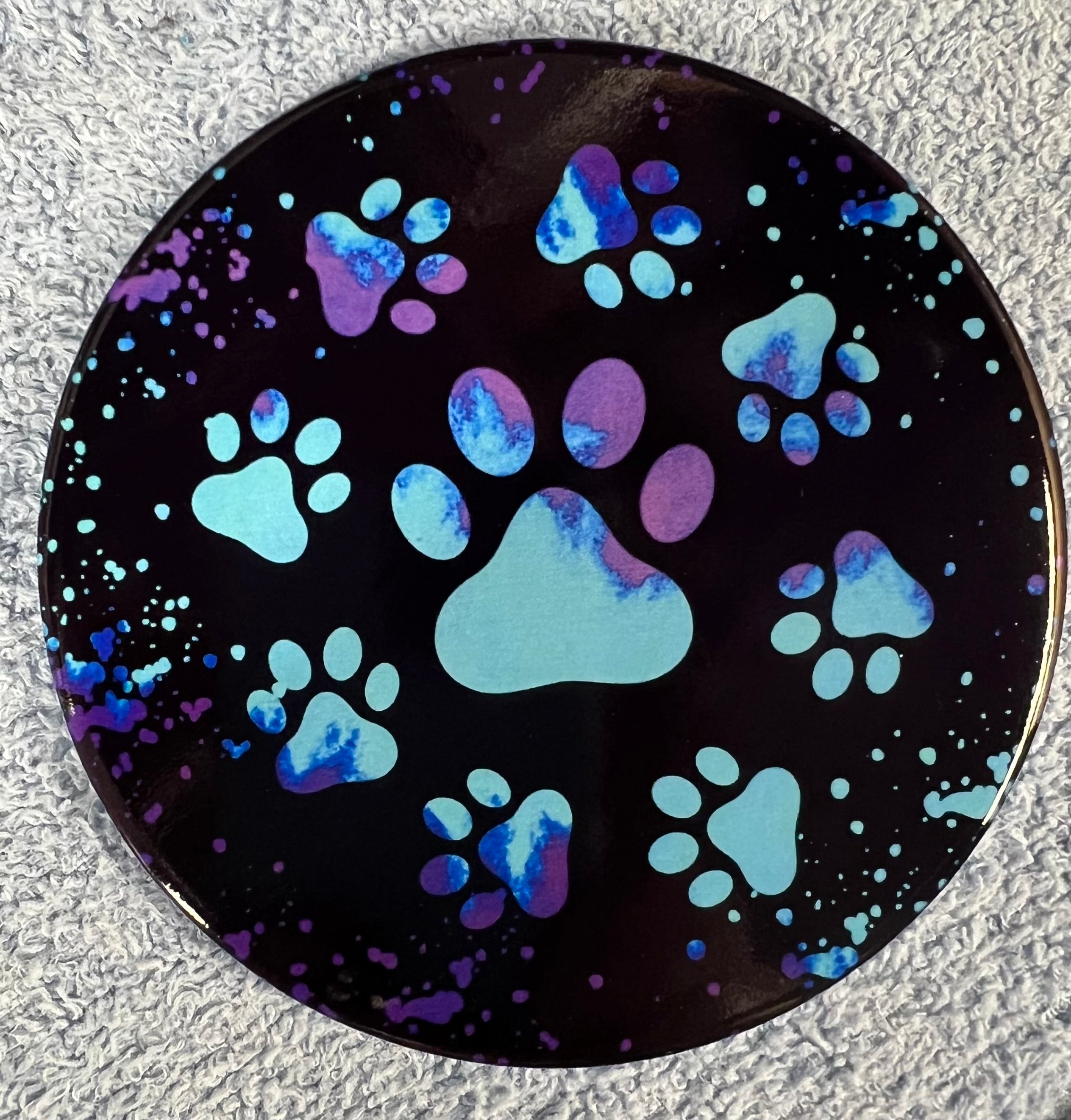 Round Ceramic Coaster Paw Prints