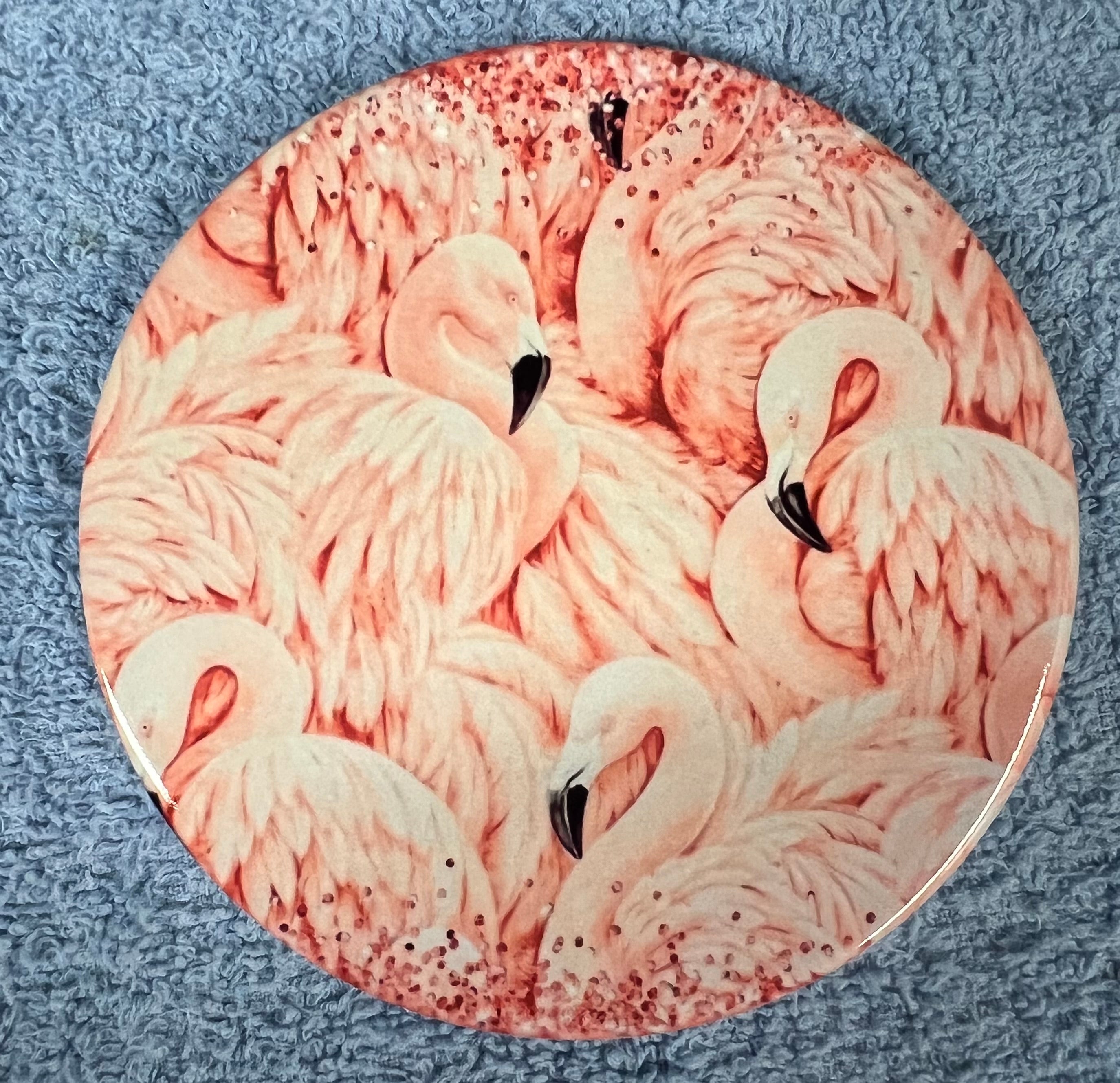RoundCeramic Coaster Flamingo's