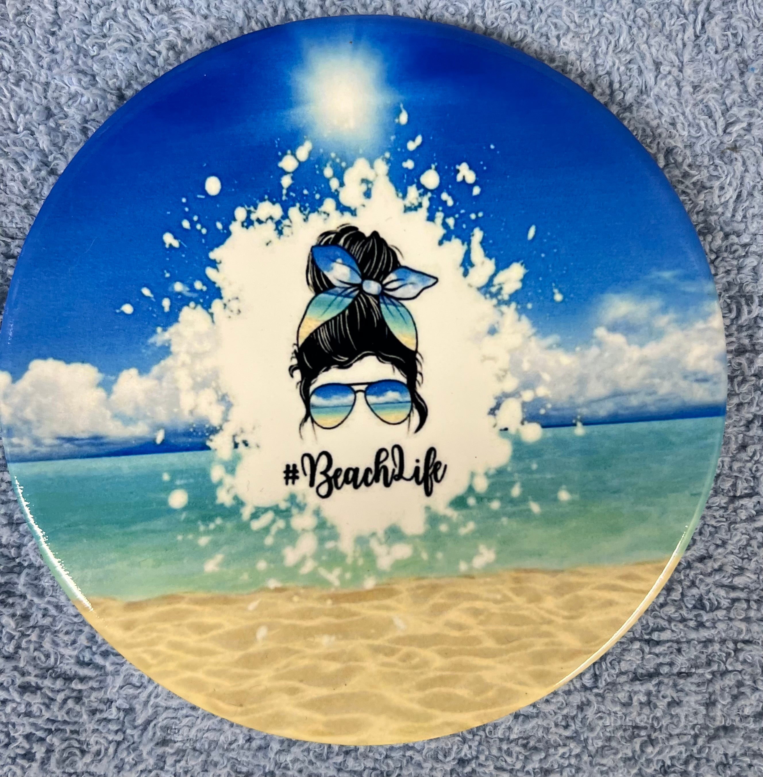 Round Ceramic Coaster Beach Life