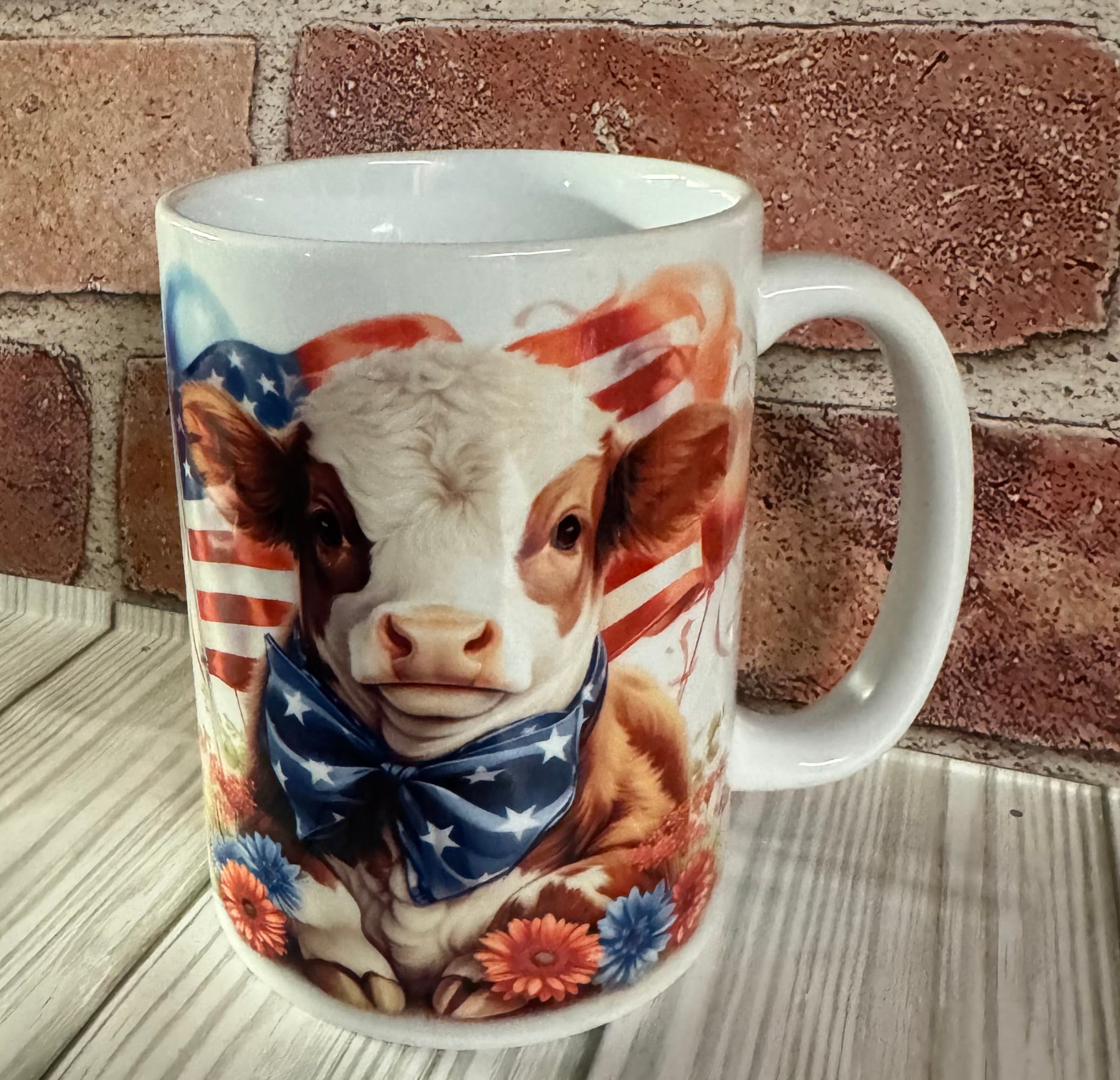 15 oz Mug- Patriotic Cow