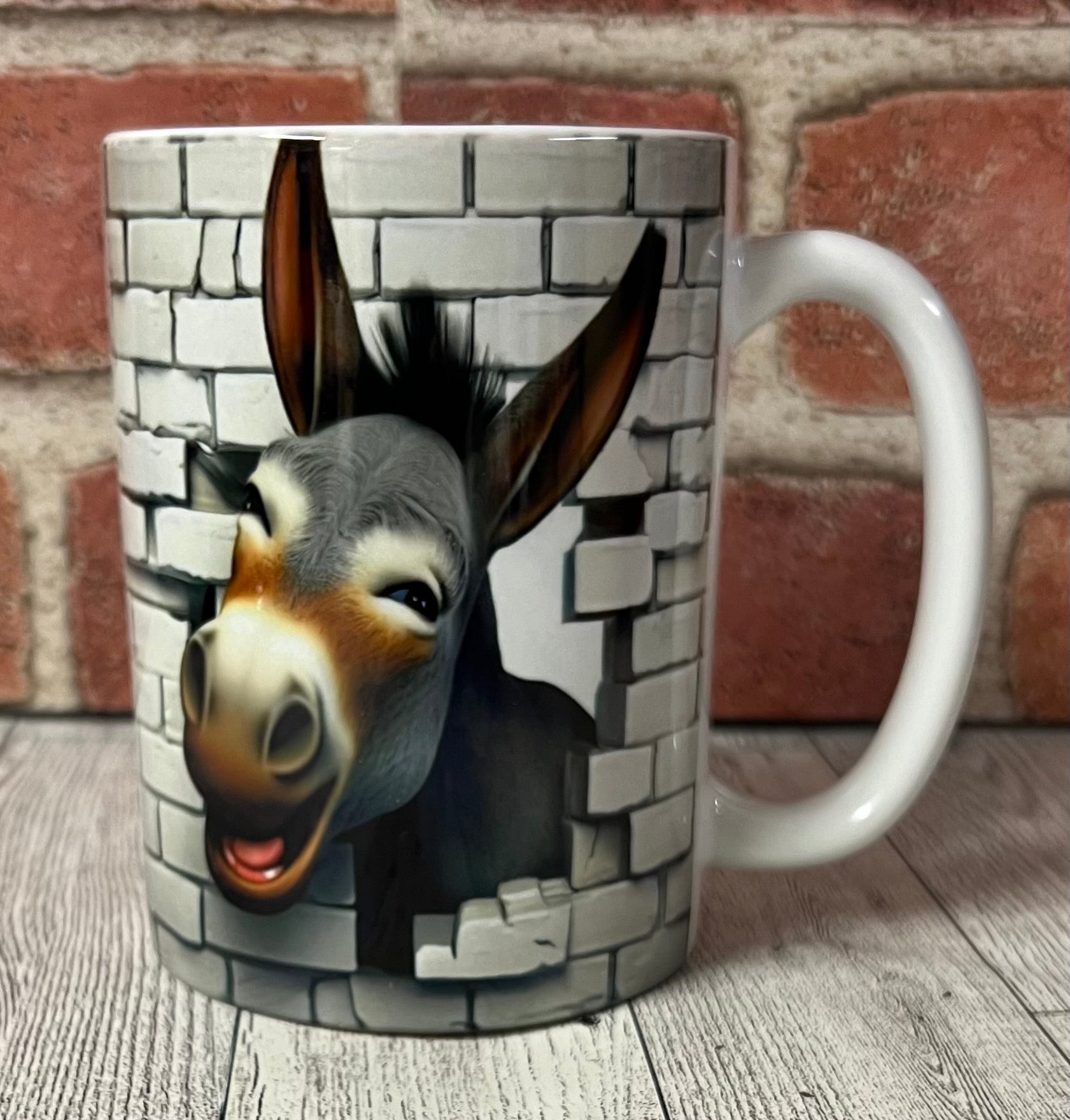 15 oz Mug- Donkey brick wall