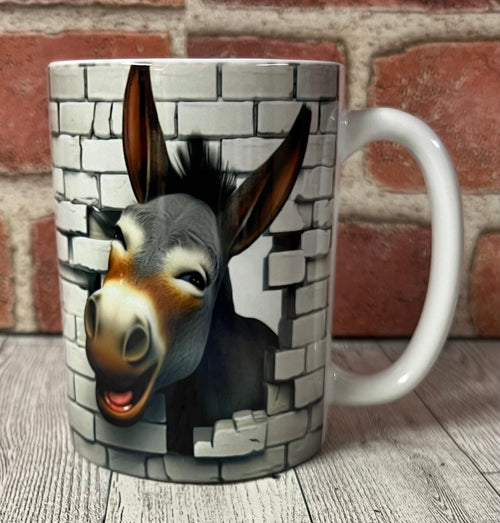 15 oz Mug- Donkey brick wall