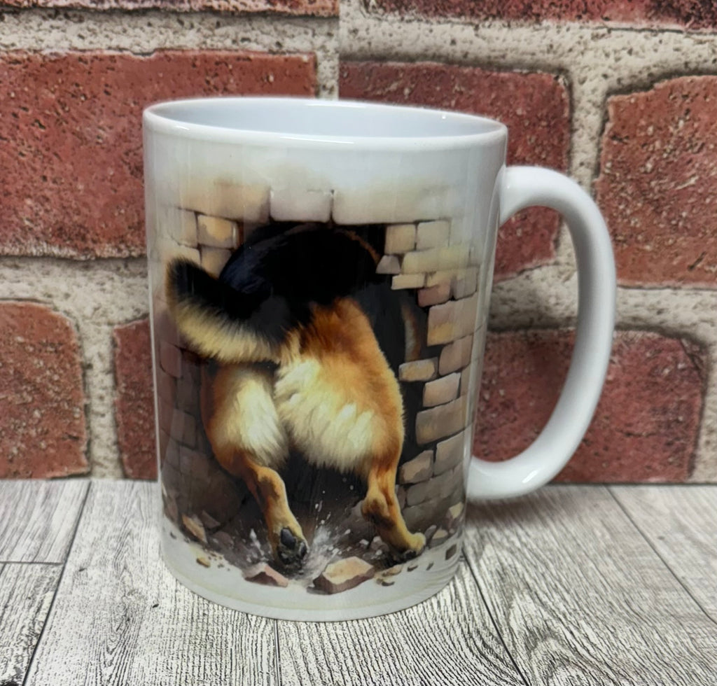 15 oz Mug- German Shepherd brick wall