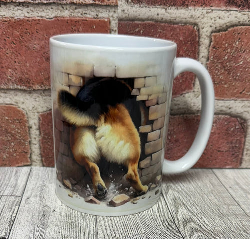 15 oz Mug- German Shepherd brick wall