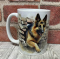 15 oz Mug- German Shepherd brick wall