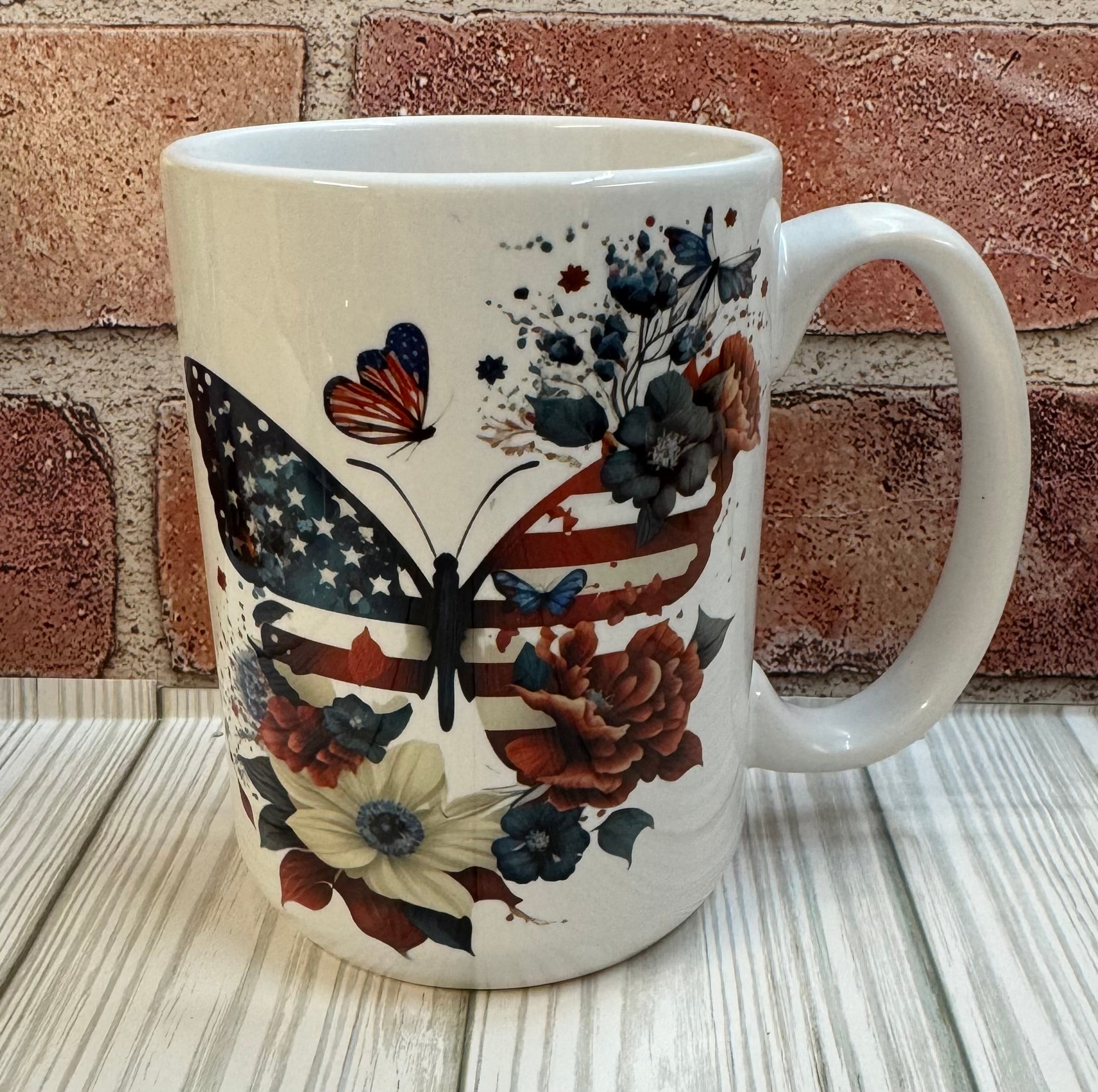15 oz Mug- Patriotic butterfly