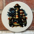 Round Coaster Fireman Patriotic